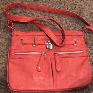 Coral crossbody purse